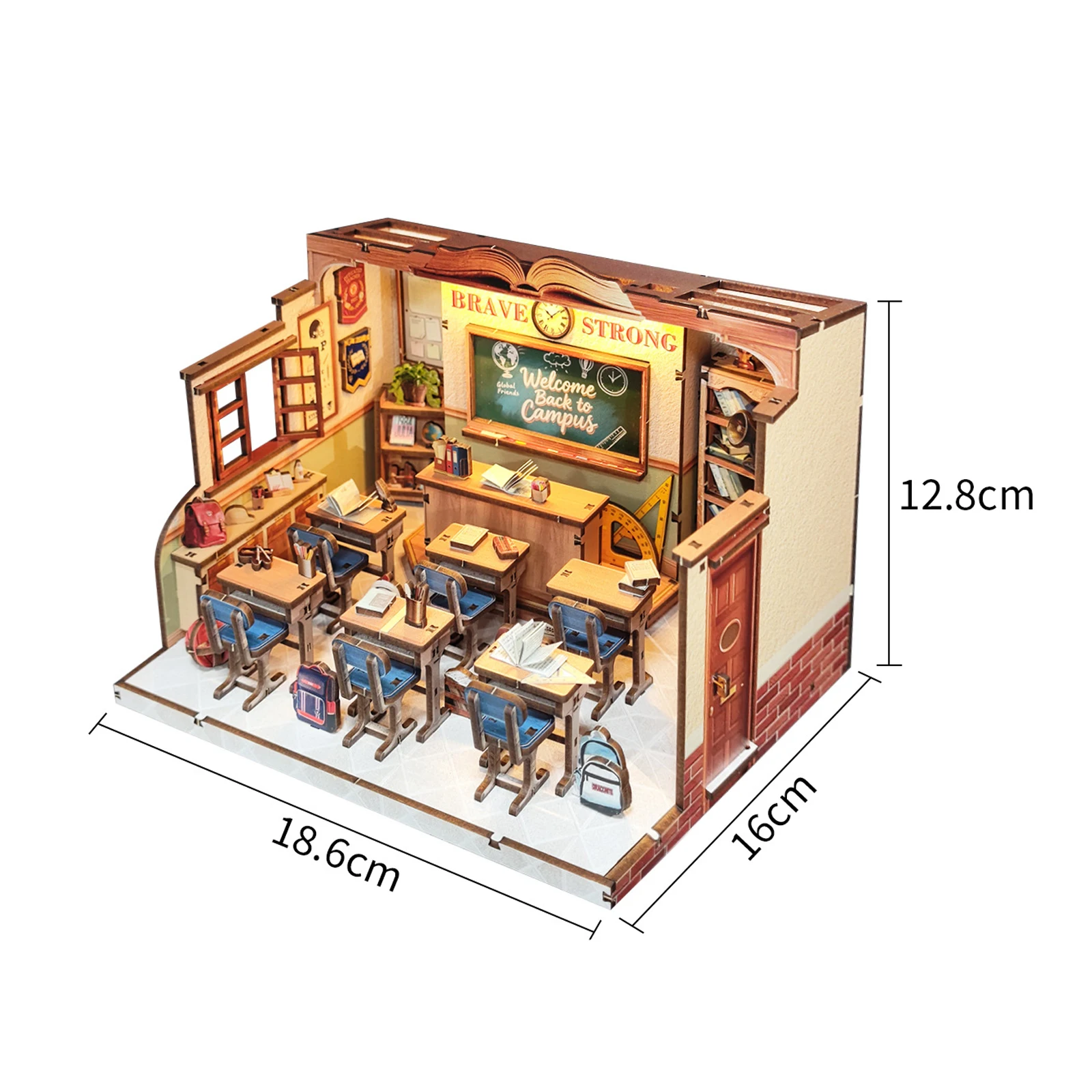 DIY The Classroom Casa Holz-Miniatur-Modellbausatz, 3D-Puzzle, Puppenhäuser mit Möbeln, Puppenhaus für Freunde, Geburtstagsgeschenke