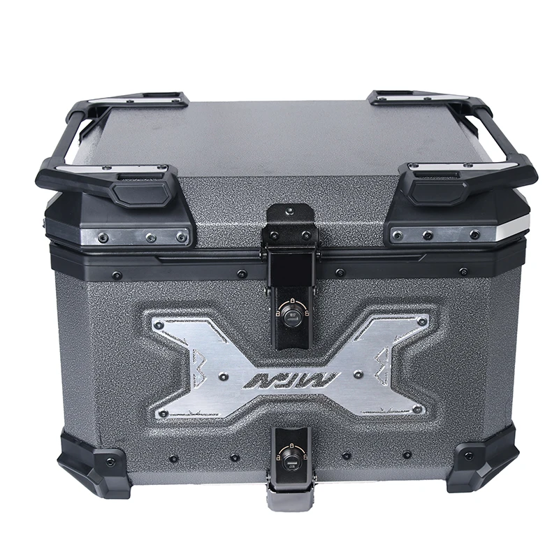 55L Motorcycle Top Case Tail Box Waterproof Luggage Scooter Trunk Storage Heavy Duty Aluminum Motorcycle Trunk w/Anti-theft Lock