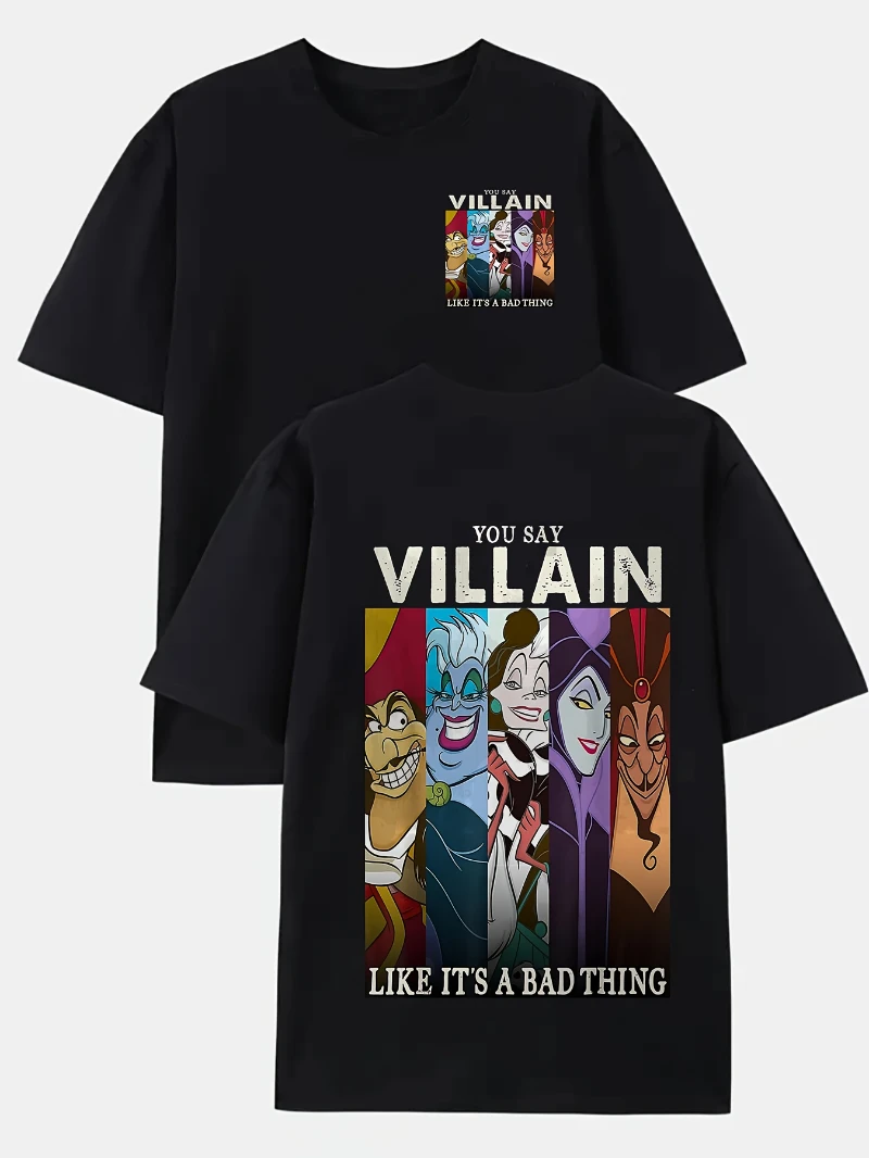 

Retro Disney Villain Pattern T-shirt, You Say Villains Are Like This Is A Bad Thing, Adult Casual Round Neck Short Sleeved Shirt