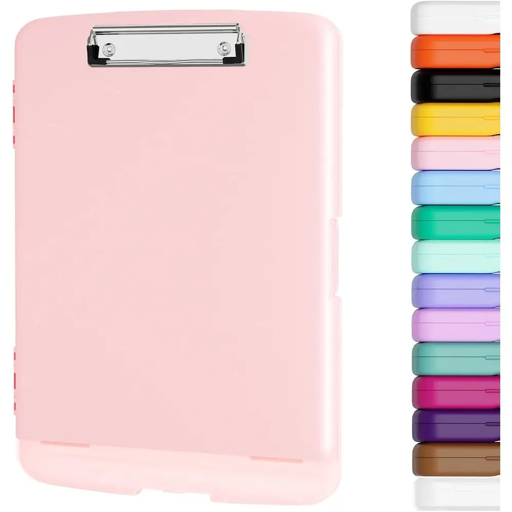 

Clipboard with Storage, 8.5 x 11 Organization Box for A4 Legal Paper, Side-Opening, Low Profile Clip, Size 14 x 9.6 x 1.2 in, Pi