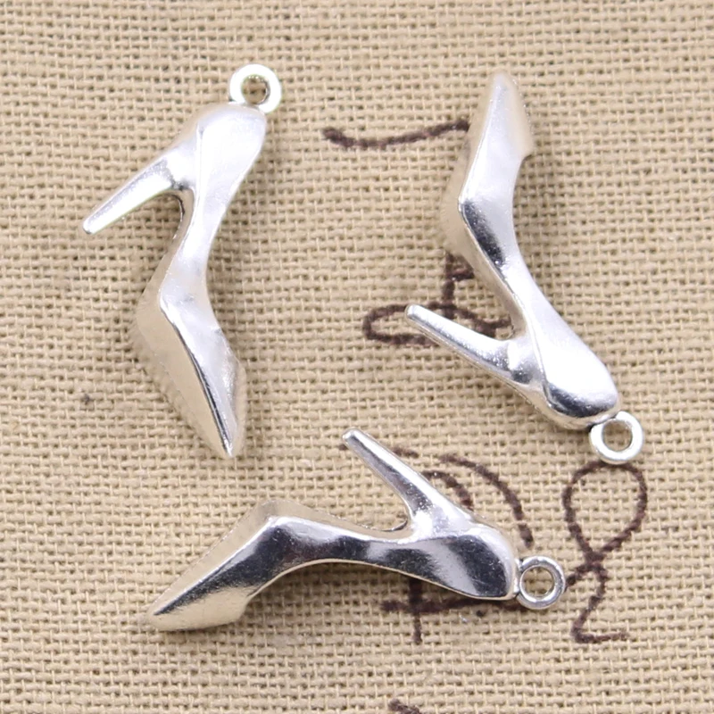 12pcs Charms High Heels high-heeled Shoes 29x17mm Antique Bronze Silver Color Pendants DIY Making Findings Tibetan Jewelry