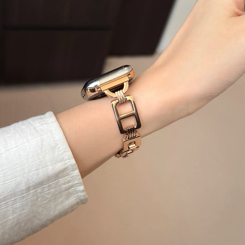 سوار من الفولاذ المقاوم للصدأ عالي الجودة لساعة Apple Watch Series 10/9/8/7/6/5/4/3/2/1 42 ​​مم 44 مم 38 مم 40 مم 41 مم 45 مم 46 مم 49 مم عصري ومتين للجنسين سهل التعديل