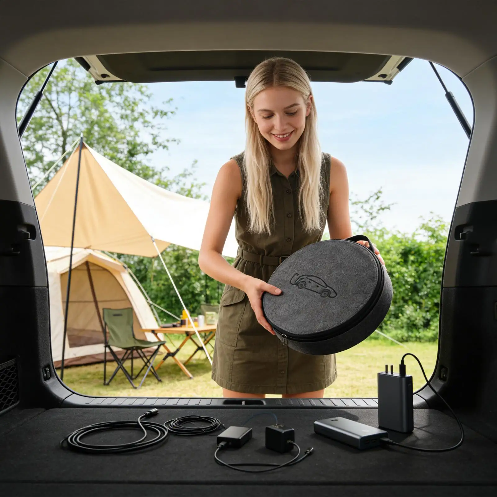 EV-Kabeltaschen, Tragetasche für Fahrzeugladekabel mit Griff, Etui für Elektroauto-Ladegeräte für Outdoor-Reisen, Roadtrips und den täglichen Gebrauch – Detail 2
