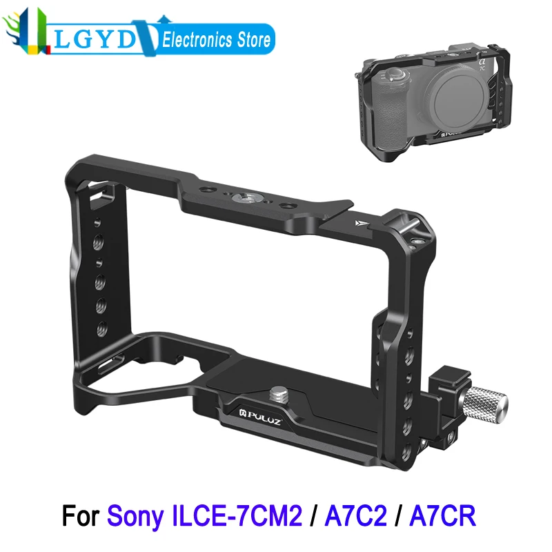 

PULUZ Metal Camera Cage For Sony ILCE-7CM2 / Alpha 7C II / A7C2 / A7CR Camera Expanded Cage Frame with Cold Shoe 1/4 3/8 Holes