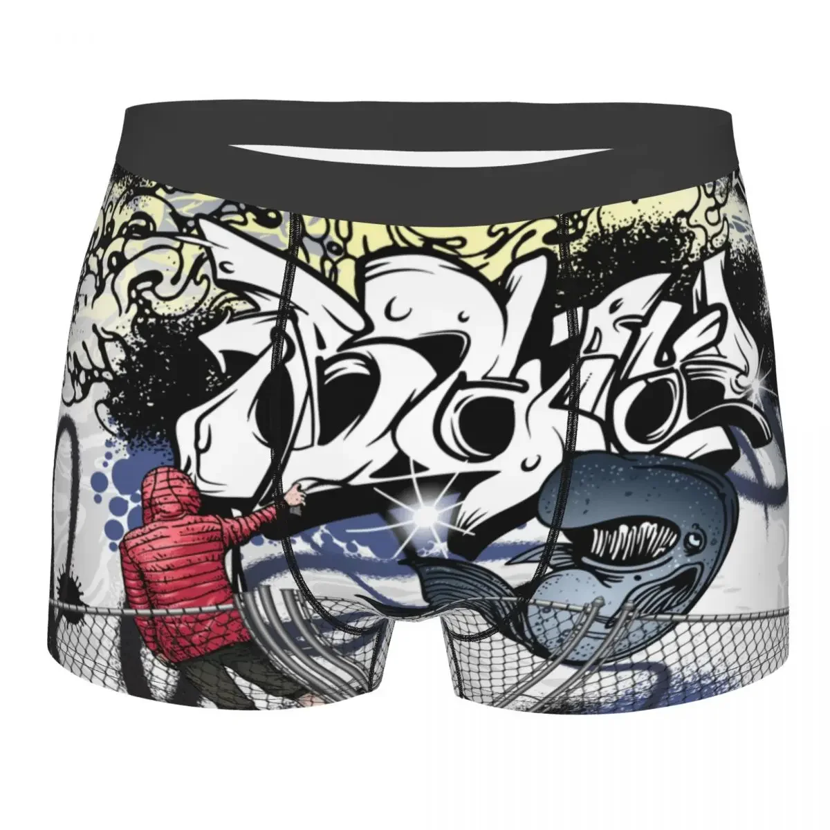 Custom Graffiti Street Art Boxer Shorts para Homens, Sexy 3D Impresso Roupa Interior, Calcinha Respirável, Cuecas Cuecas