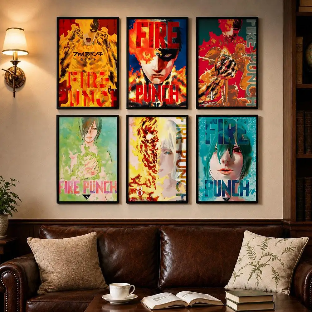 Digital Anime F-Fire PunchS   Poster Self-adhesive Art Poster Decoracion Painting Wall Art White Kraft Paper Home Decor