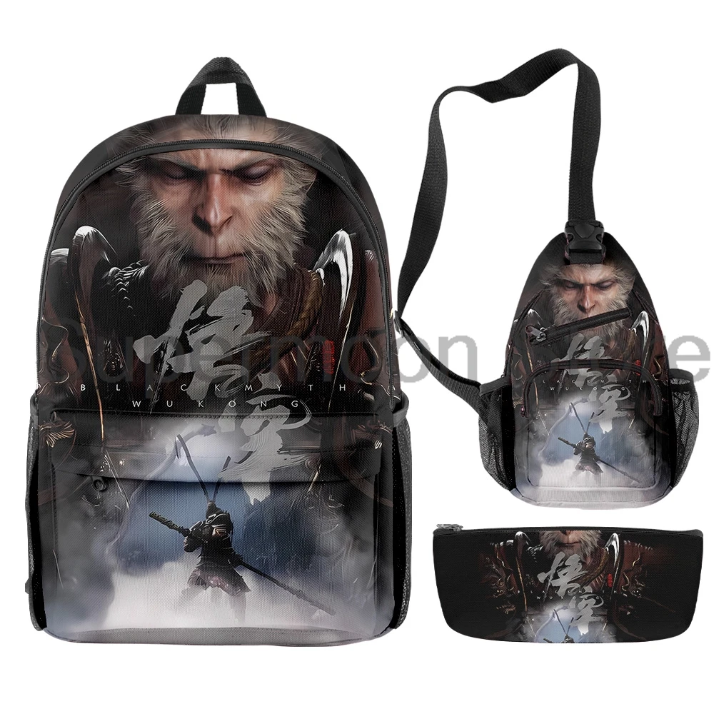 Black Myth Wukong Backpack 3pcs/set Rucksack Shoulder Bag Pencil Bag Women Men Casual Daypack Unise Packsack Travel Bags