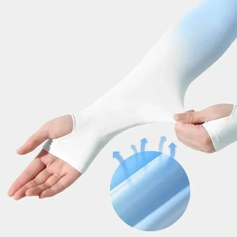 1-10 pares de mangas de braço de proteção solar, capa de compressão de resfriamento UV para homens e mulheres, ciclismo, corrida, esportes ao ar livre com furo para polegar