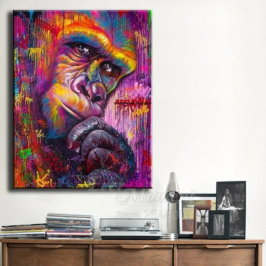 Ever Moment Diamond Painting Picture Of Rhinestone Colorful Gorilla Handmade Full Square Drill Diamond Embroidery Decor ASF1706