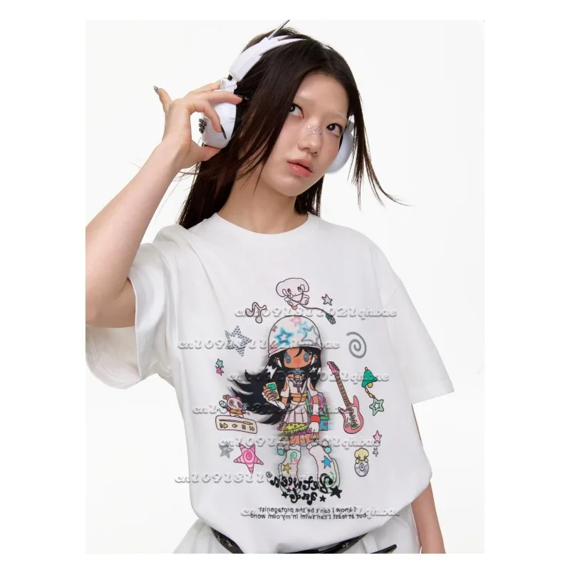 

Нишевый дизайн в корейском стиле, американский ретро-музыкант, повседневная универсальная свободная быстросохнущая футболка с 3D принтом и короткими рукавами