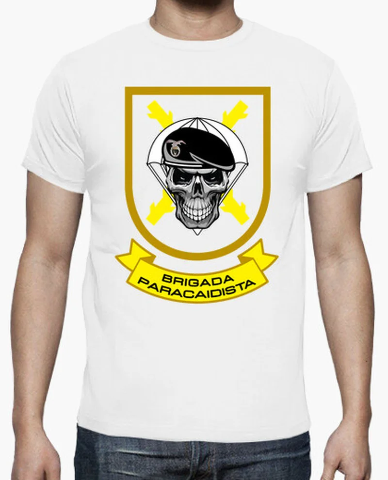 Spain Army Paratrooper Brigade SKULL MOD Men T-shirt Short Sleeve Casual 100% Cotton Shirts Size S-3XL