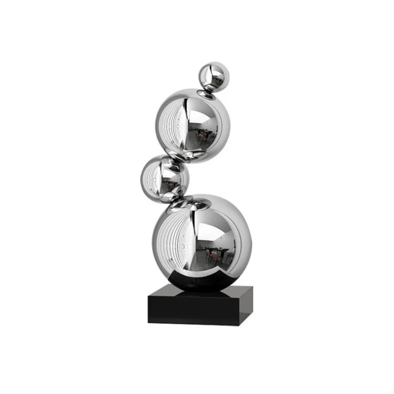 

Modern minimalist geometric stainless steel ball ornament, model room, bed and breakfast bedroom