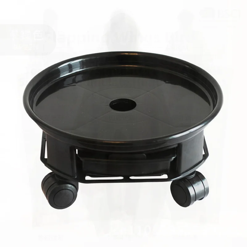 Large Flower Pot Tray with Wheels round Mobile Water Receiver Plate Breathable Sturdy Durable Plastic Base for Home Gardening