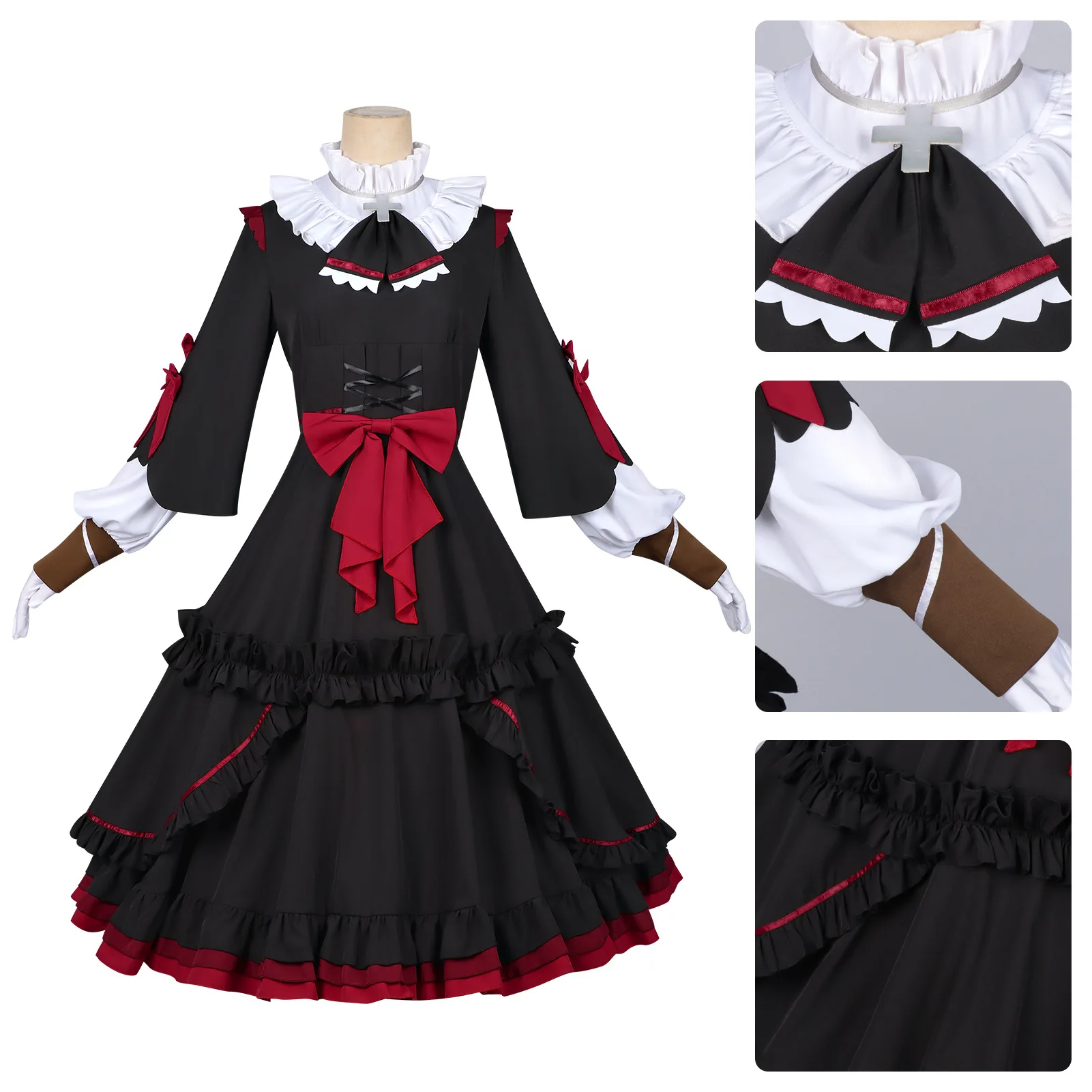 Anime Needy Girl Overdose Goku Bara Miyukika Cosplay Costume Goku Bara Black Gothic Lolita Dress for Halloween Comic Con Outfit view 4