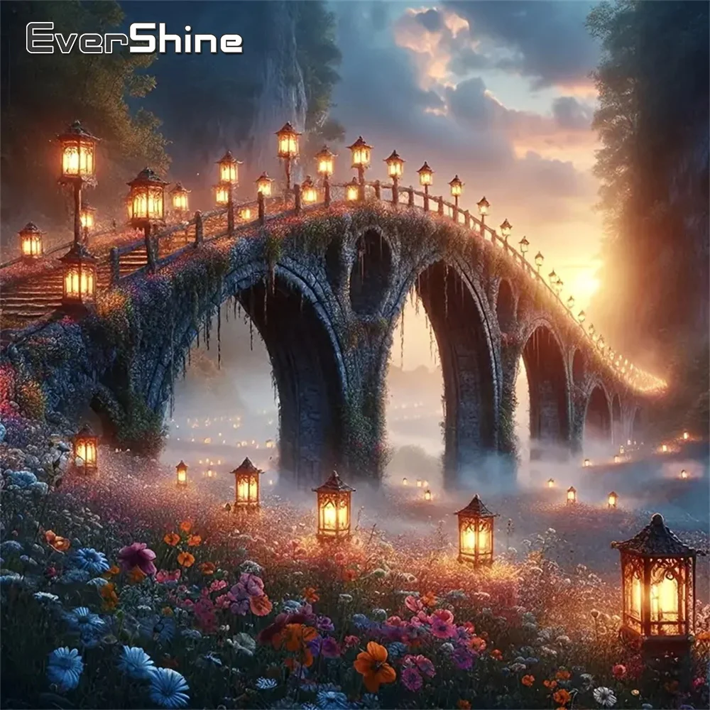 Evershine Vollquadrat Rund Diamant Mosaik Brücke Landschaft DIY Diamant Malerei Blume Neue Kollektion Stickerei Wand Dekor