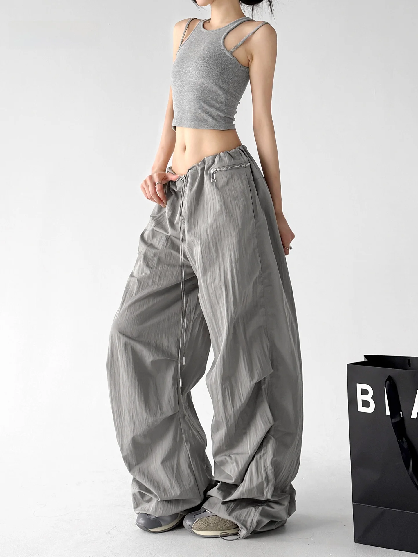 

Quick Dry High Waist Wide Leg Pants Women's Summer New Style Thin Dance Loose Casual Pants Fast Drying Wide Leg Trousers