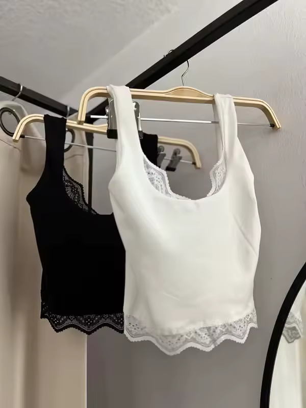 Tossy Black Lace Tank Top For Women V-Neck Backless Streetwear Spaghetti Patchwork Cropped Y2k Top Female Sexy Lace Vest 2026 - Image 4