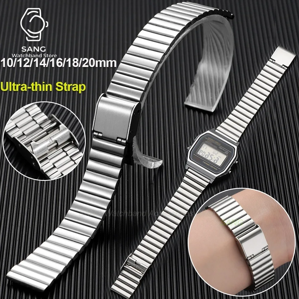 10mm 12mm 14mm 16mm 18mm 20mm Stainless Steel Sport Watchband Ultra-thin Metal Strap for Seiko Watchband Universal Bracelet Belt