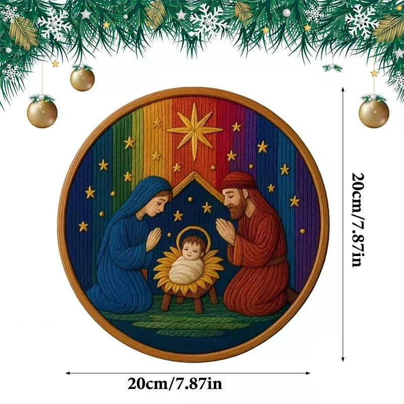 Gepersonaliseerde kerststal borduurset - DIY kerstverhaal poppenset, compleet handstichpakket