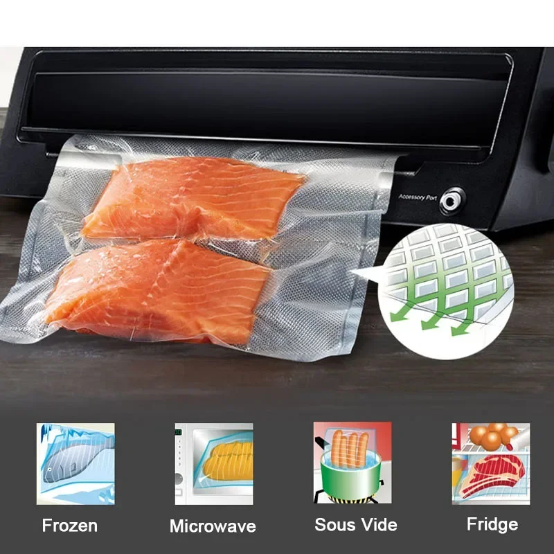 Sacs d'emballage sous vide pour aliments, sacs de cuisson, scellant, viande, fruits, légumes, 12 cm, 15 cm, 20 cm, 25 cm, 28cm, 500cm, rouleau