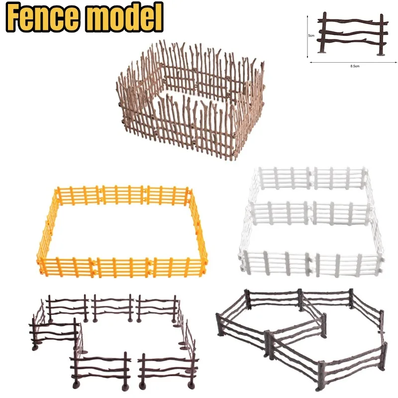 10PCS Simulation Play Vegetable Fence Cow Farm Ranch Model Fence Pasture Panel Gates Animals Home Decoration Miniature Model Toy