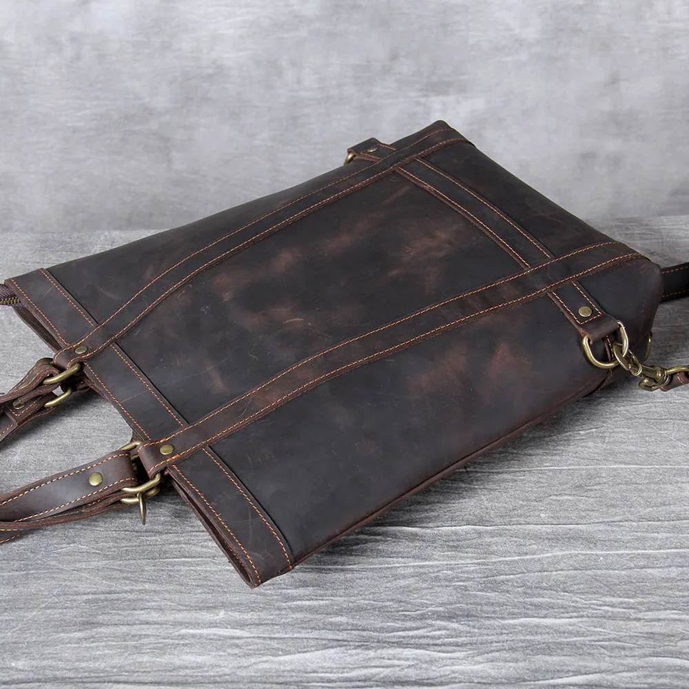 S.WORKER Vintage Echtleder-Rucksack Laptop-Tasche Lässige Crazy-Horse-Leder-Schultasche Outdoor-Reise-Weekender-Tasche – Detail 10