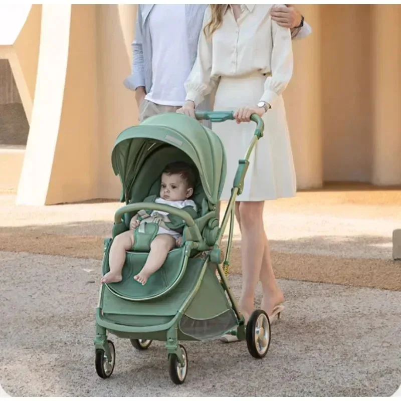 

Lightweight Foldable Baby Stroller High Landscape Reversible Travel Pushchair Adjustable Reclining Seat Compact Infant Buggy