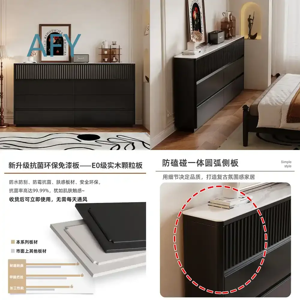 American eight-bucket cabinet for living room wall mount ultra thin room locker medieval side narrow black drawer for modern