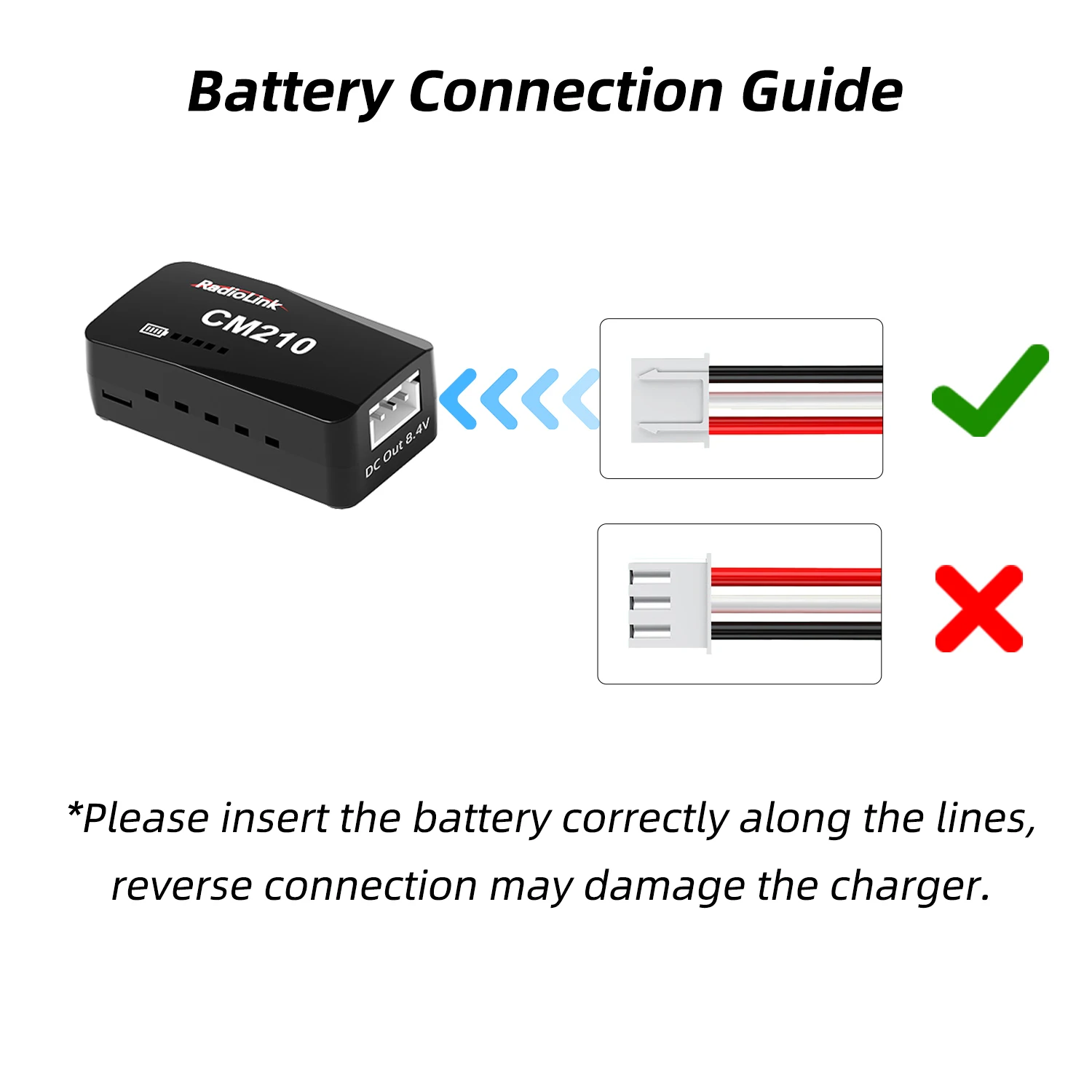 Radiolink CM210 szybciej 2s ładowarka do baterii LiPo mały rozmiar rodzaj USB-C złącze, zasilanie własnym dostosowanie