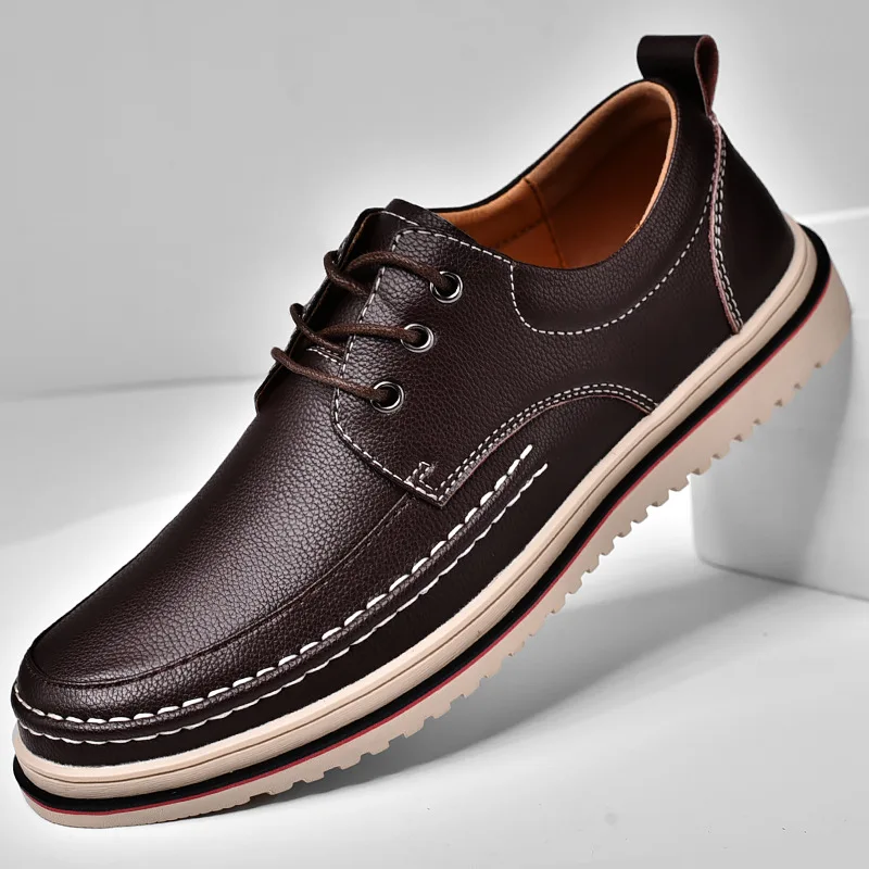 

Spring Summer Men Casual Shoes High Quality British Business Leather Shoes Male Flats Loafers Lace-up Breathable Luxury Shoes