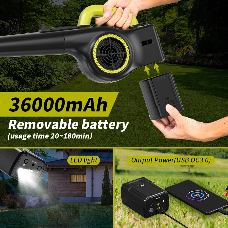 Blower Daun Tanpa Kabel Blower Daun Genggam Mini Elektrik-Blower Kecil Kuat Ringan Bubuk Baterai Blower Salju Pembersih Halaman