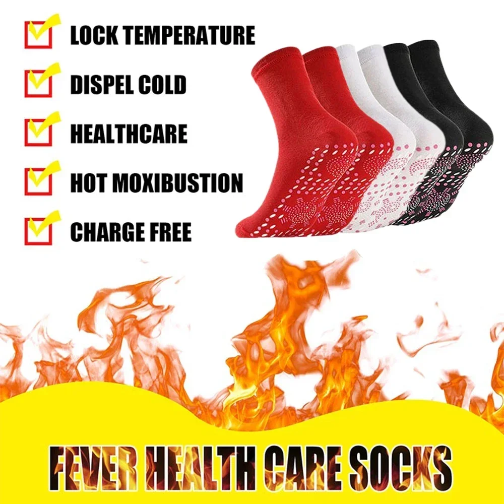 Calcetines elásticos de turmalina para adelgazar, medias térmicas autocalentables para el cuidado de la piel, terapia de calor magnética