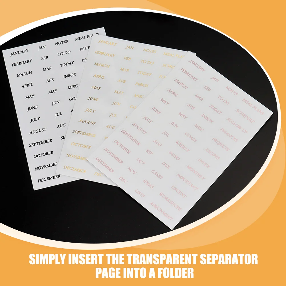 A5 PP Divider Pages Monthly Stickers 6 Holes Round Ring Binder Index Tabs for School Office Use Separators for Binder