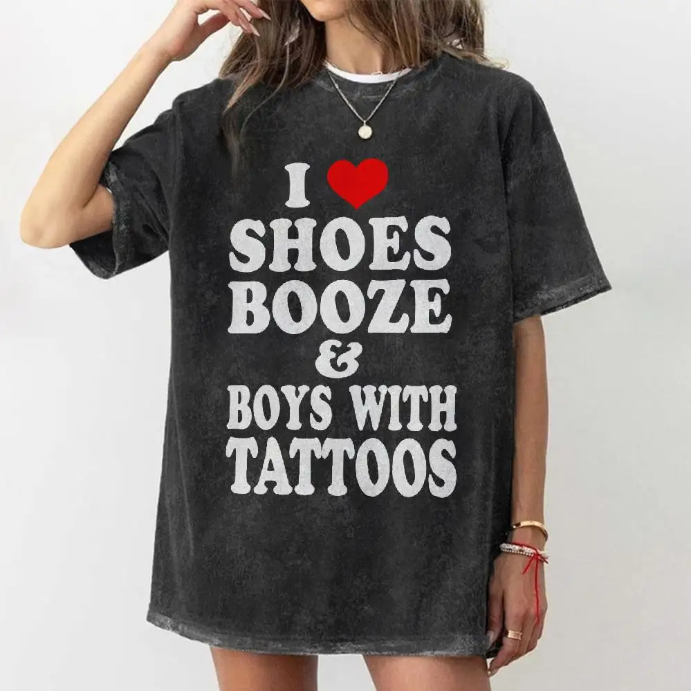 

Slogan Print Graphic Women Washed T-Shirt, Soft Top Suitable For Casual Everyday Wear, Summer Outfit, Shirts Women