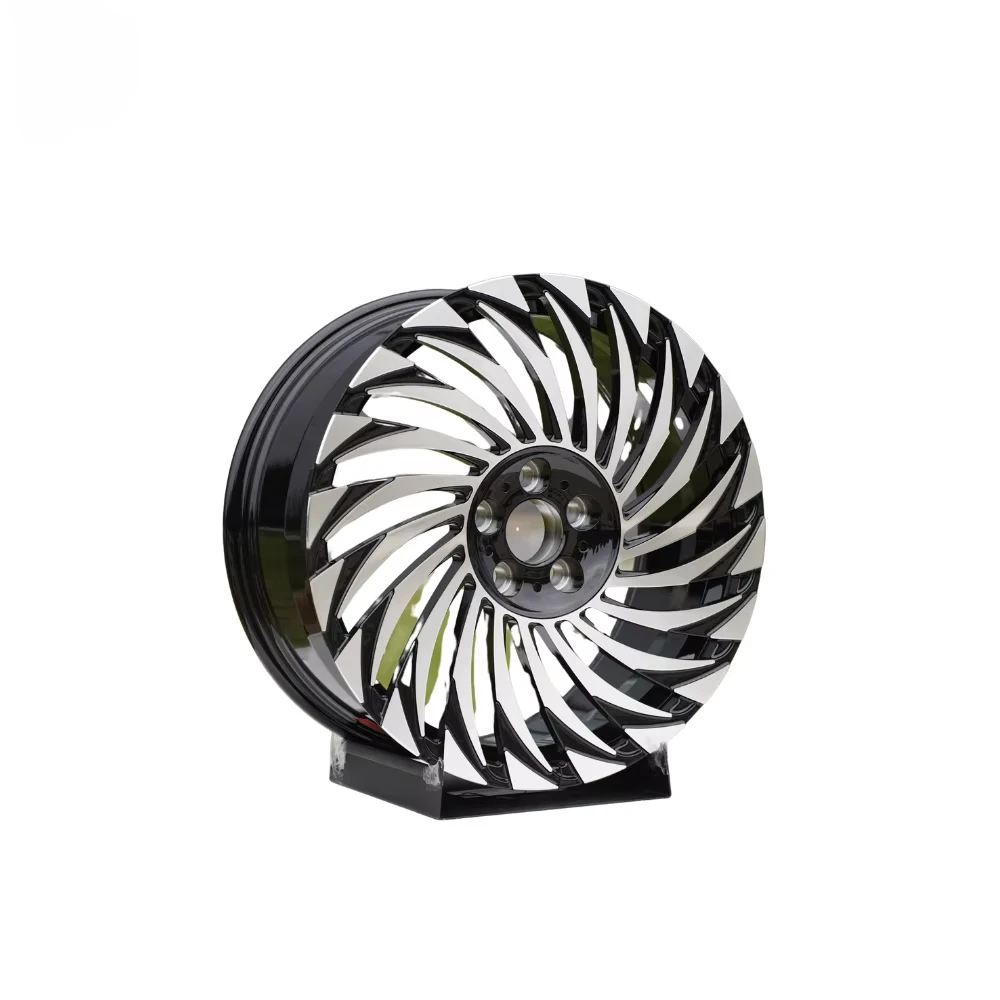 New Hot Sale Rotating 5 Hole Forged Aluminum Alloy Wheel Hub ET40mm Black Finish Multi Spoke Sedan Rims Wholesale