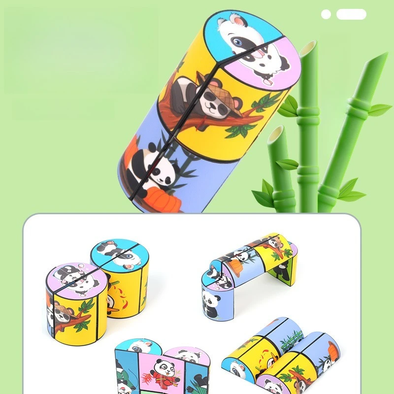 ลูกบาศก์มหัศจรรย์ 3 มิติ แพนด้าน่ารัก เปลี่ยนรูปได้ไม่จำกัด ของเล่นคลายเครียด ปริศนาสามมิติ ของเล่นเรขาคณิตสำหรับเด็ก