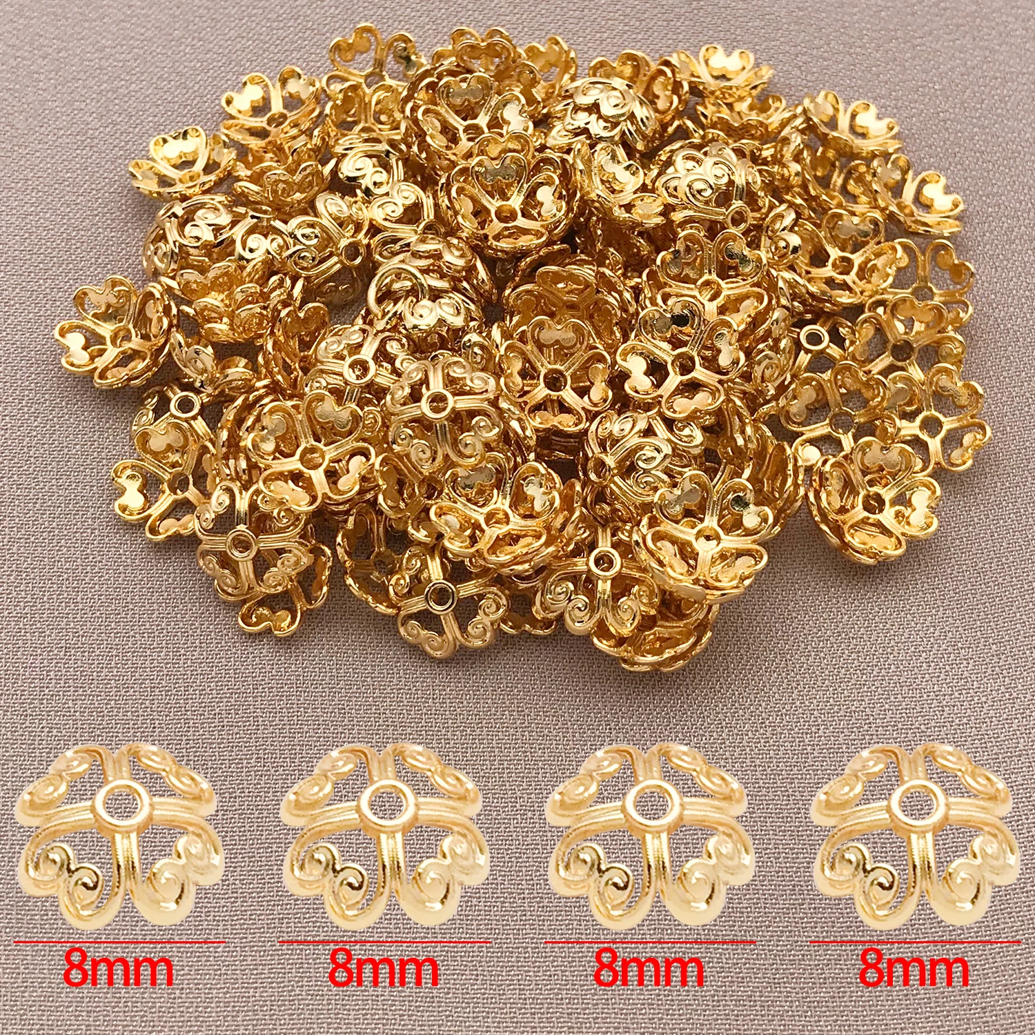 مختلط 10/20 قطعة 18K النحاس مطلي الذهب الحقيقي سميكة الفضة الذهب الأبيض البرسيم زهرة قبعة ، DIY بها بنفسك صنع المجوهرات والاكسسوارات #5