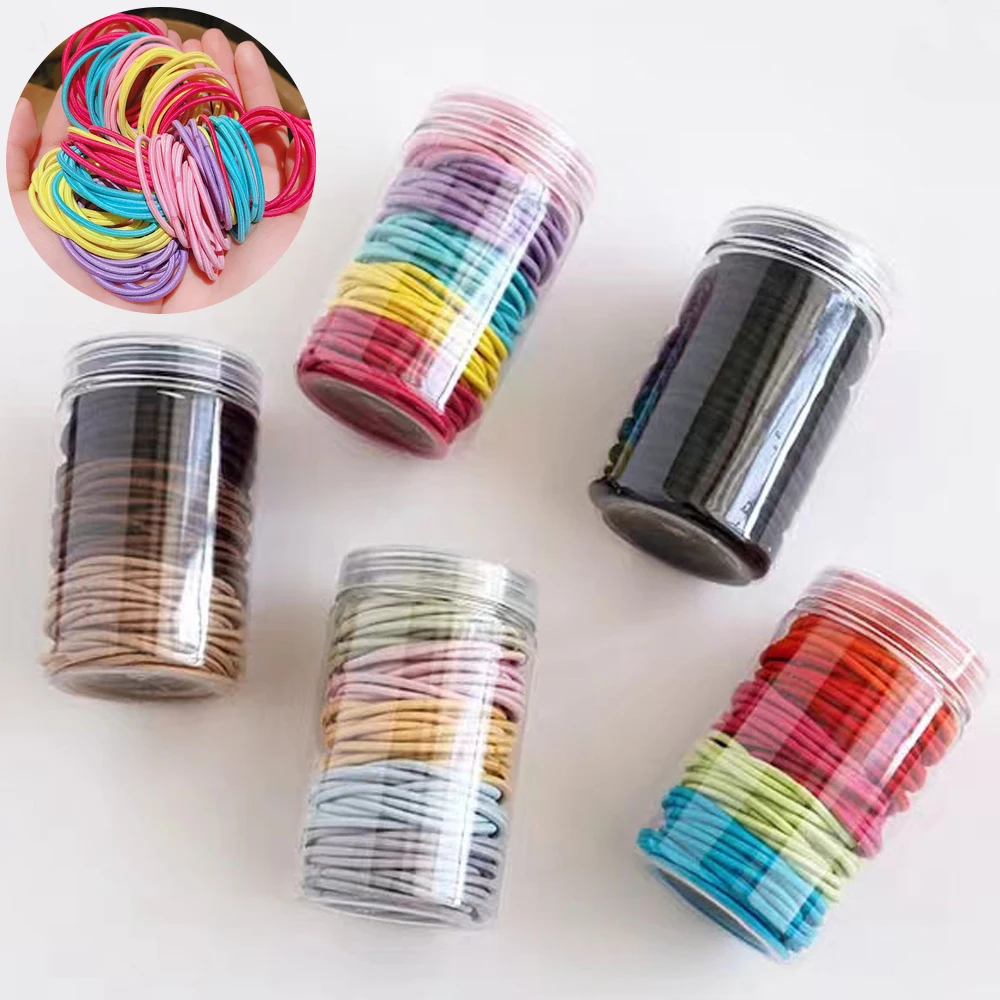 

100PCS Hair Ties for Women Girls Thick Hair Bands Elastic Colorful Basic Hair Tails No Damage Ponytail Holder Hair Accessories