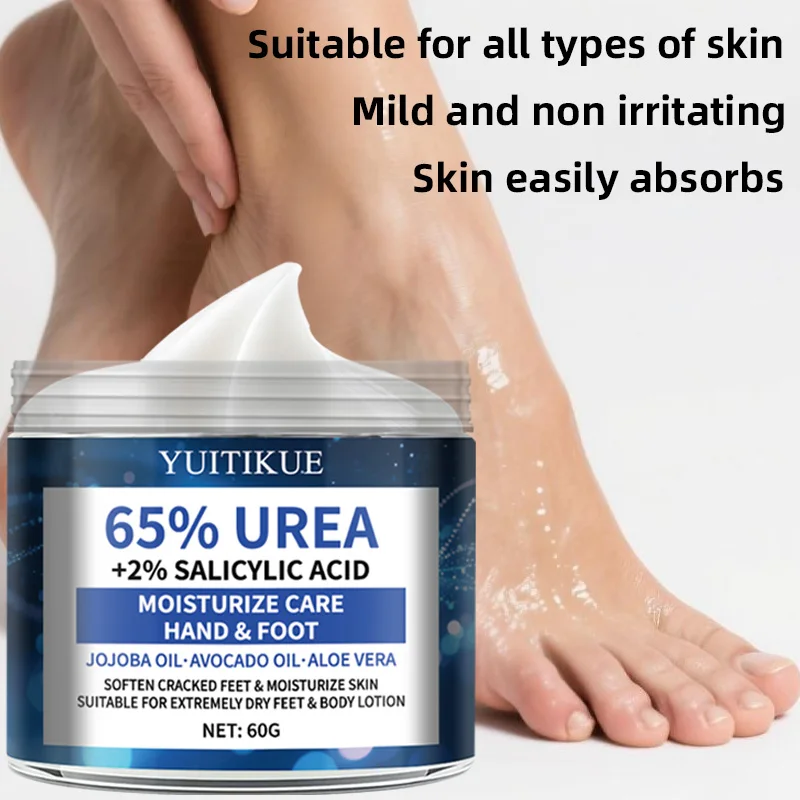 YUITIKUE 65% Urea Foot Cream 60g - Soften Cracked Heels in 2 Weeks, Fast Absorption Non-Greasy, with Jojoba & Avocado Oils