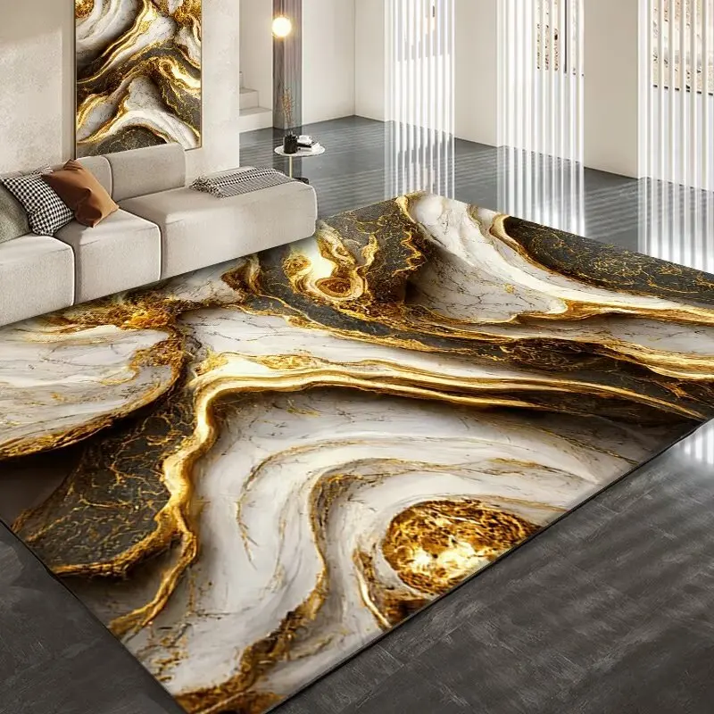 Golden Carpet Living Room Luxury Large Area Rugs Decoration Home Abstract Carpets Hotel Hall Sofa Floor Mat alfombras para sala