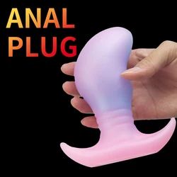 Masajeador de próstata para hombres y mujeres Gay, tapón anal de silicona suave que brilla en la oscuridad, colorido