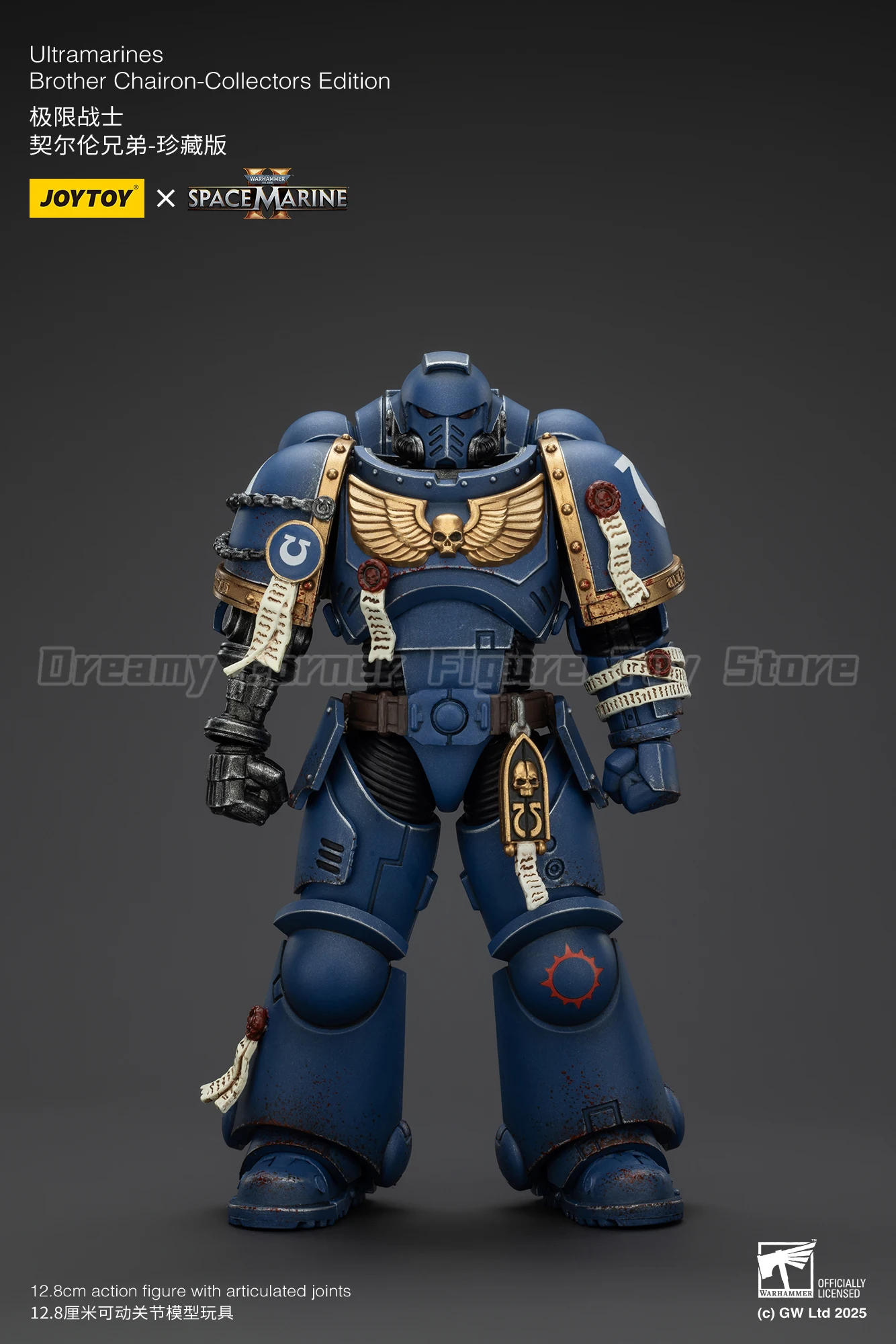 【Auf Lager】JOYTOY Warhammer 40K Ultramarines Titus Sergeant Gadriel Brother Chairon 3PCS Collectors Edition 1/18 Actionfiguren