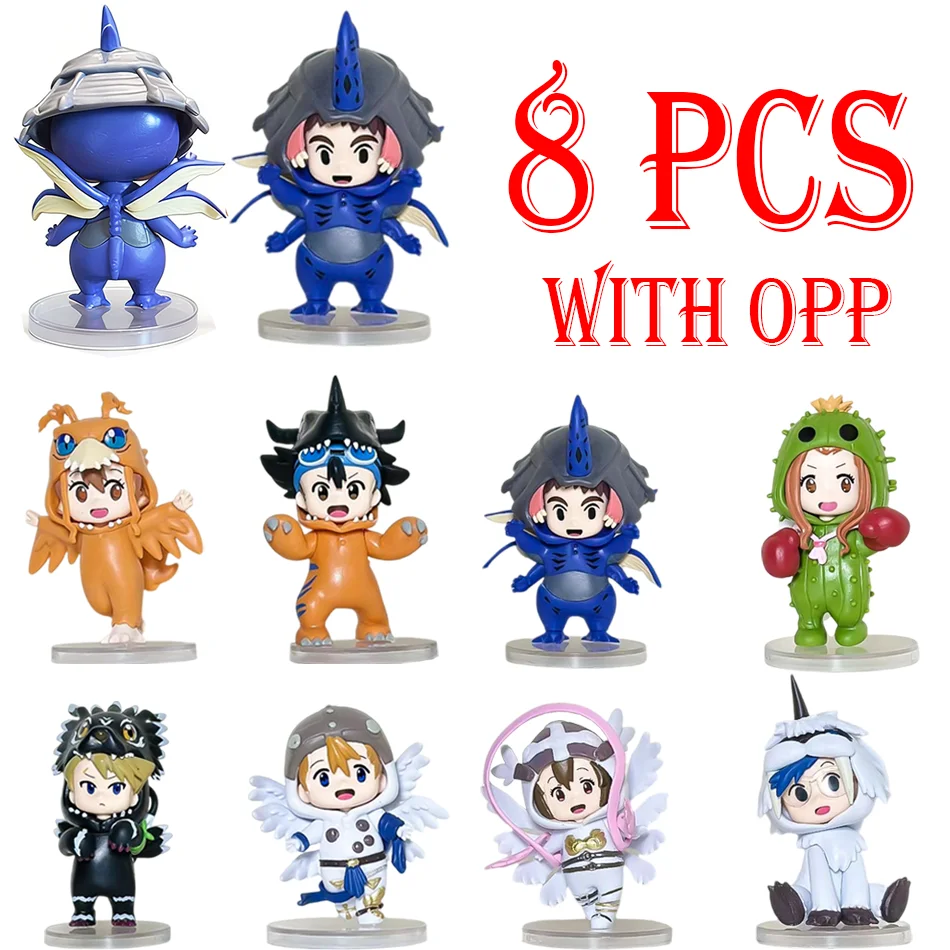 

8pcs/set Digital Monster Digimon Adventure Doll Clothing Series Greymon/BlackWarGreymon Action ornament Anime Figure Model Toy