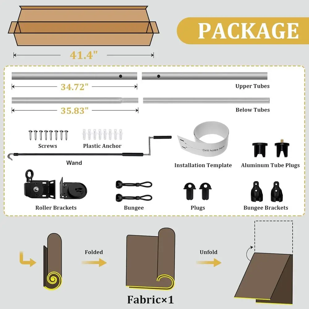 ظلال دوارة خارجية لاسلكية باللون الرمادي، عرض 6 أقدام × ارتفاع 8 أقدام، تصميم مقسم للفناء والشرفة والمراقبة