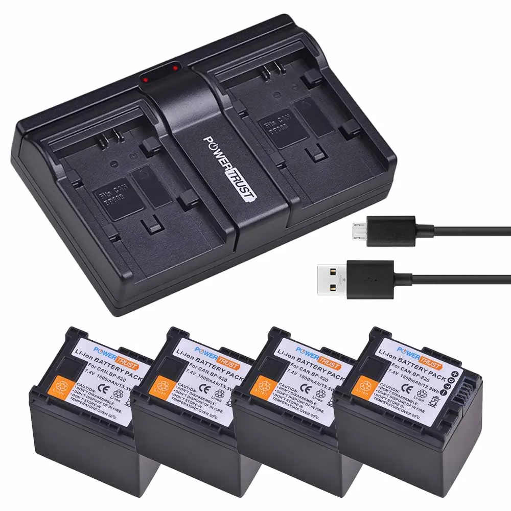 BP-820 BP-828 Battery and Charger for Canon LEGRIA GX10, XF400, XF405, HF G40, HF G50, HF G60, XA11, XA15, XA55, XA50, XA45