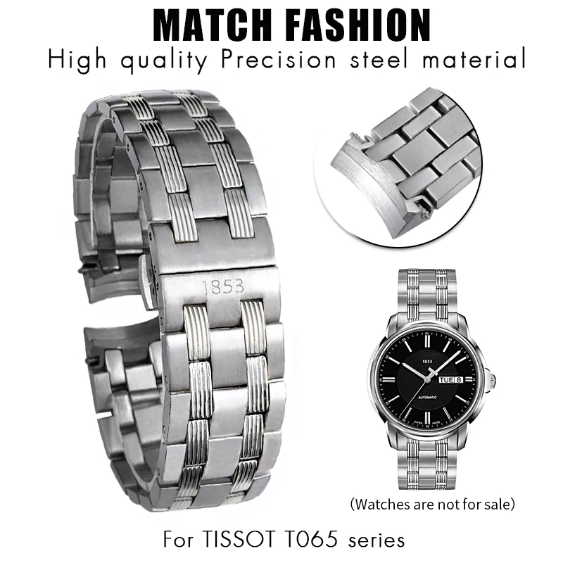 

Stainless Steel Watch Strap Solid Metal Watchband for Tissot T065430A T065.430 T065 19mm Silver Rose Golden Bracelets Men Women