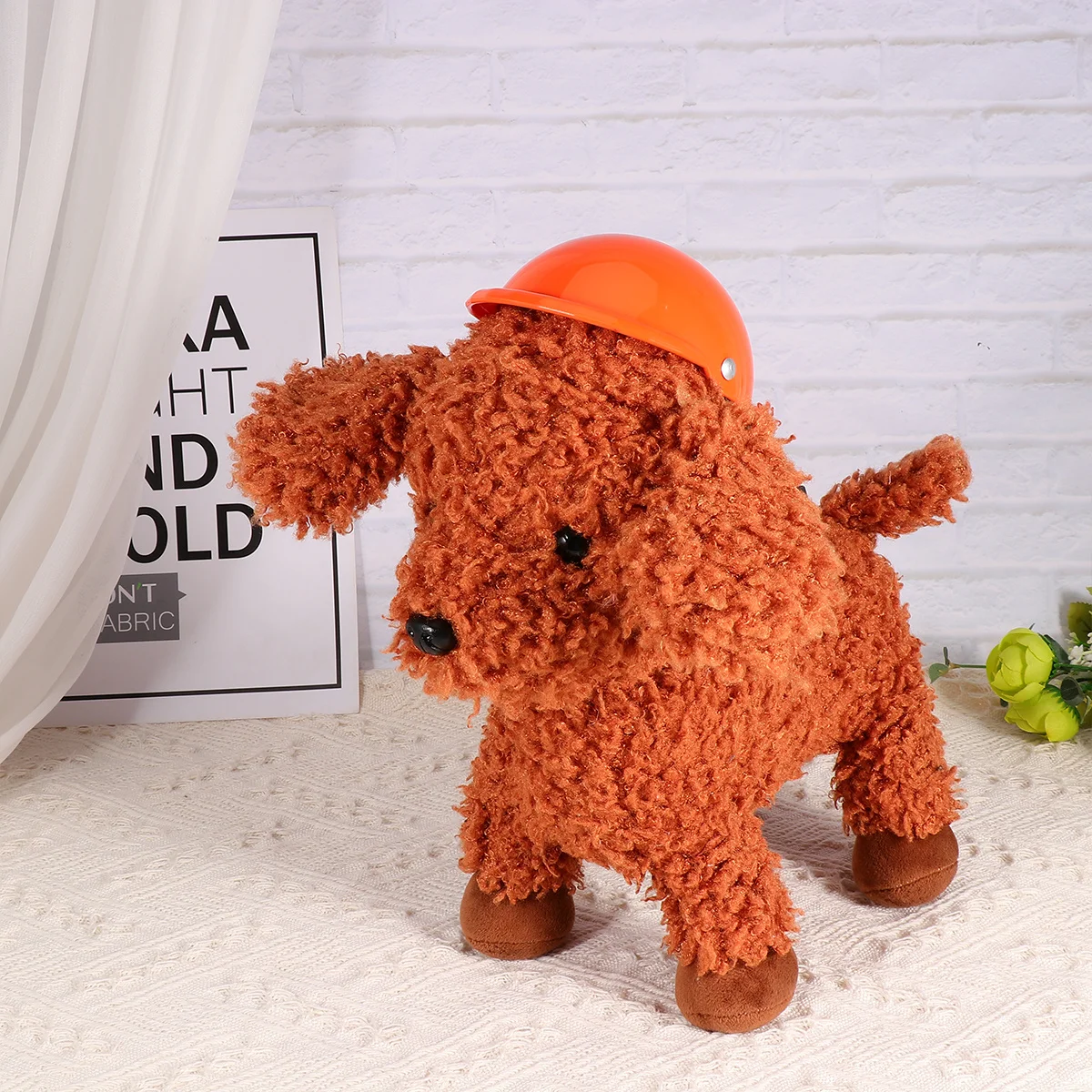 

1pc Pet Safety Hat For Dog Puppy Head Protection Sun Rain Outdoor Use Orange 6 Inches Supplies Puppy
