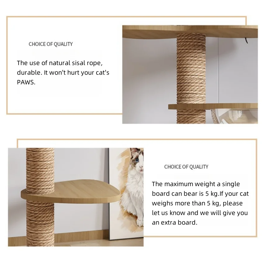 Cat Supplies Wooden sisal rope Cat Tree Multifunction Multi-Level Pet Cat Climbing scratchers cat Tower With Hammock Cat Bed