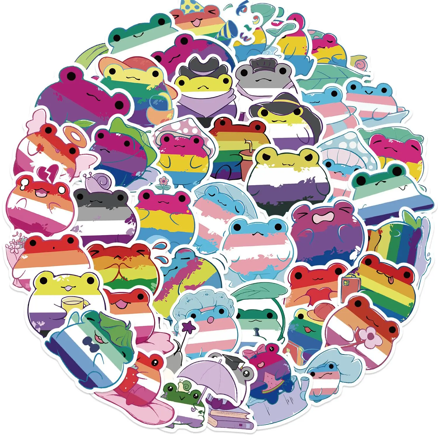 10/50pcs Funny Colorful Rainbow Pride Frog Stickers LGBT Toys Decals DIY Laptop Phone Notebook Luggage Guitar Graffiti Sticker