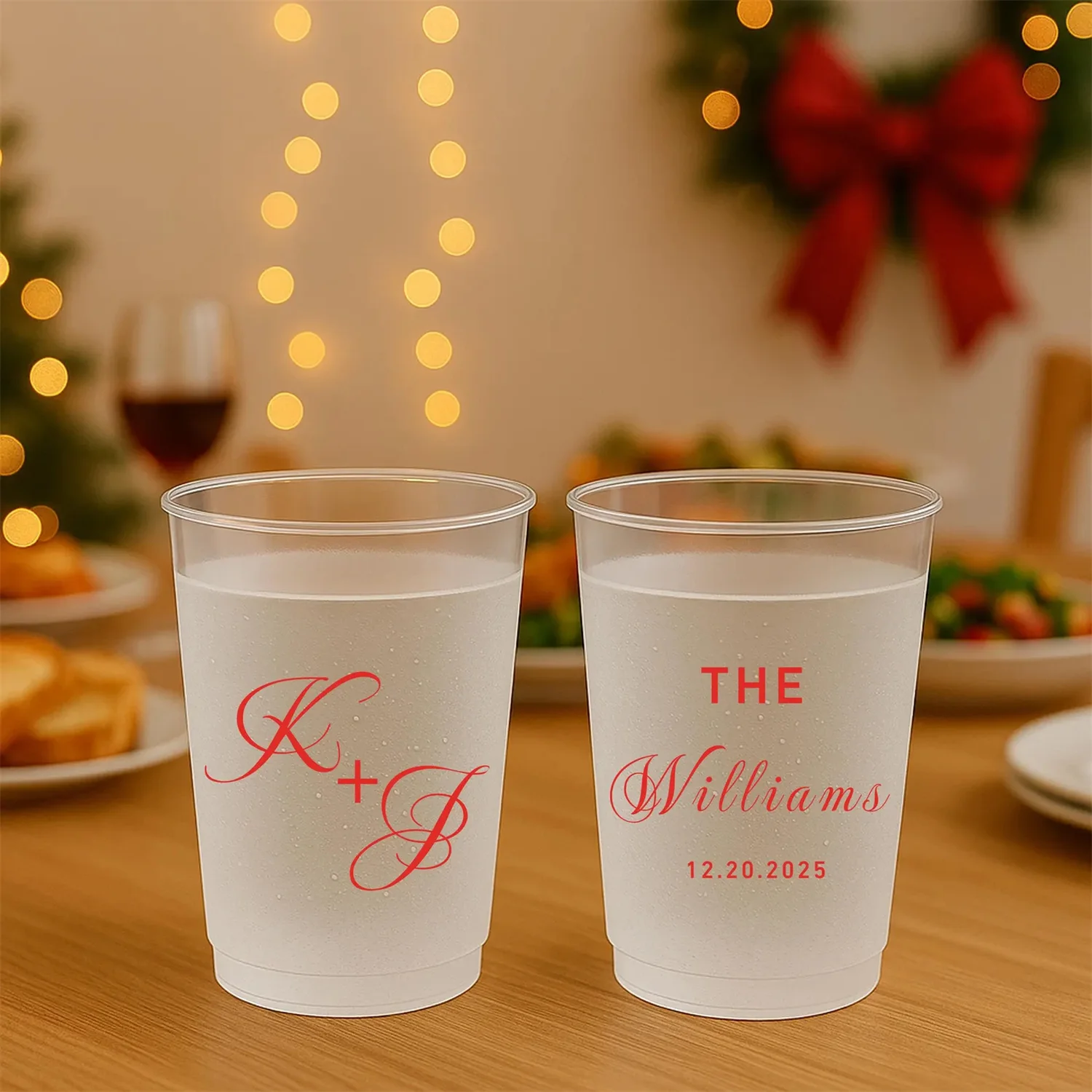 

Double-Sided Personalized Frosted Cups – Custom Wedding Name Cups, Family Name Cups, Personalized Family Drinkware Gift, Weddin